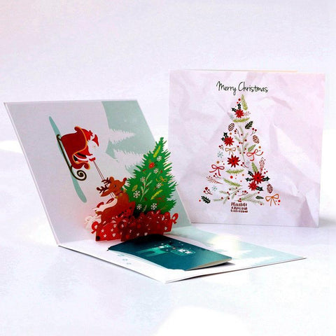 Reindeer Christmas Tree Pop-up Card - greetingpopup
