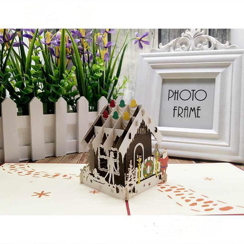 Colorful Christmas house pop-up cards - greetingpopup