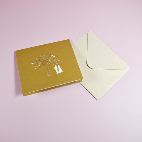 Inloveartshop Wedding Love Tree Pop Up Cards - Gold