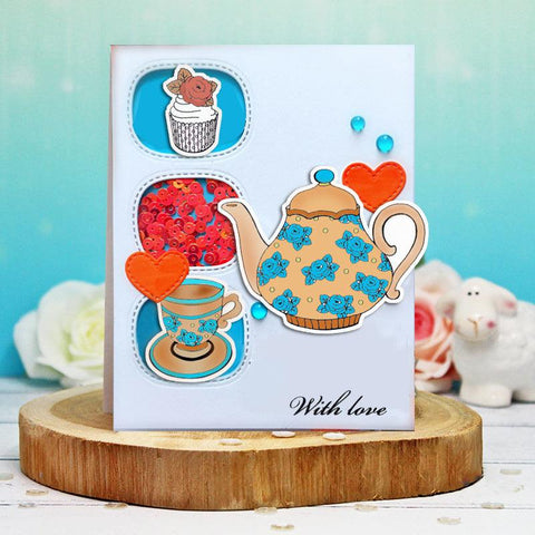 Inloveartshop Teapot Theme Multiple Teapot and Teacup Dies with Stamps Set