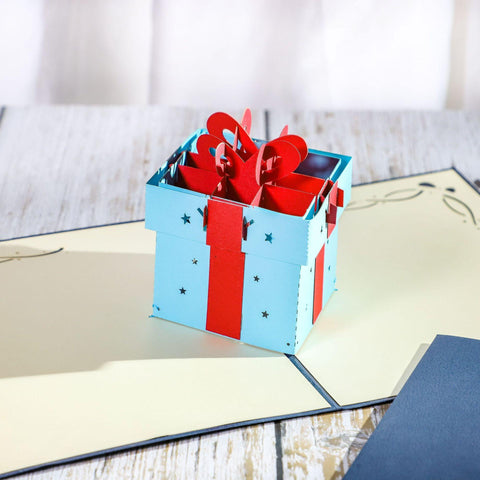 Inloveartshop Gift Box 3D Pop Up Card-Blue