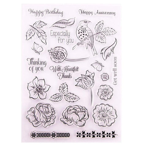 Inloveartshop Leaves, Flowers and Birds Dies with Stamps Set