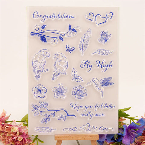 Inloveartshop Nature Theme Multiple Birds and Flowers Dies with Stamps Set
