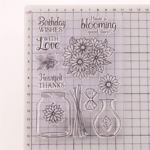 Inloveartshop Wishing Bottle And Flower Series Dies with Stamps Set
