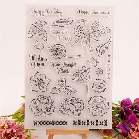 Inloveartshop Leaves, Flowers and Birds Dies with Stamps Set