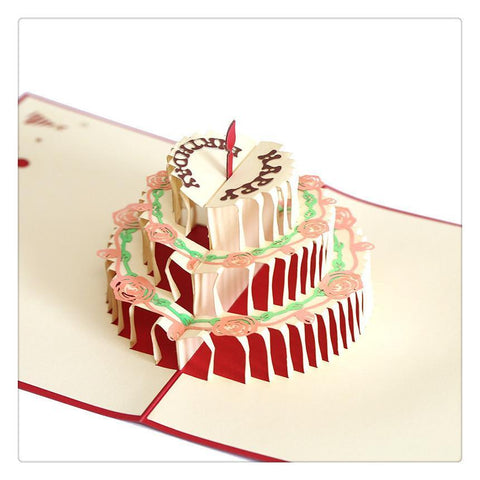 Inloveartshop Birthday Cake 3D Stereo Greeting Card