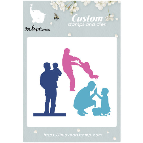 Inlovearts 3pcs Father and Child Decor Dies
