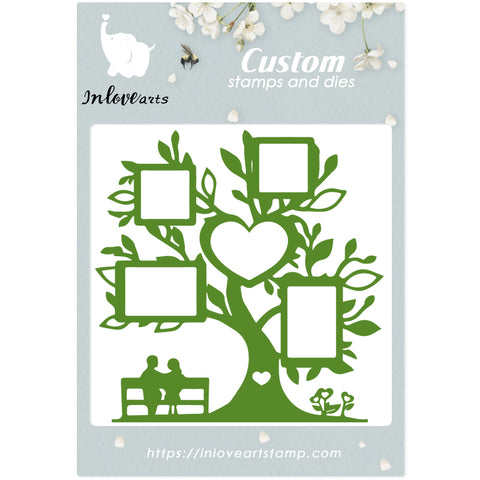 Inlovearts Tree with Photo Frame Decor Metal Cutting Dies