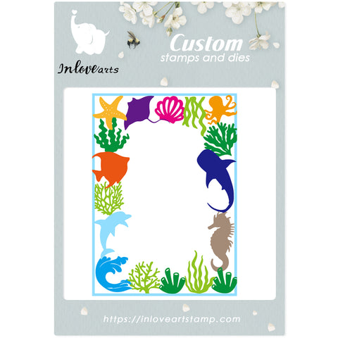 Inlovearts Marine Life with Rectangle Frame Cutting Dies