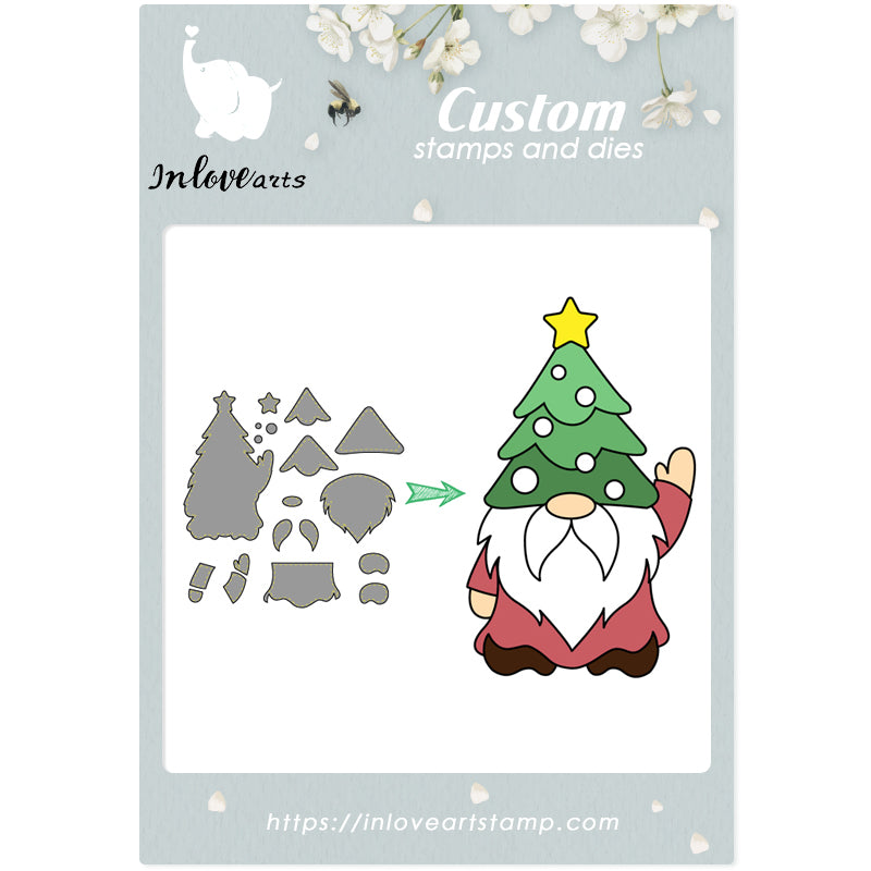 Inlovearts Gnome Wearing a Christmas Hat Cutting Dies