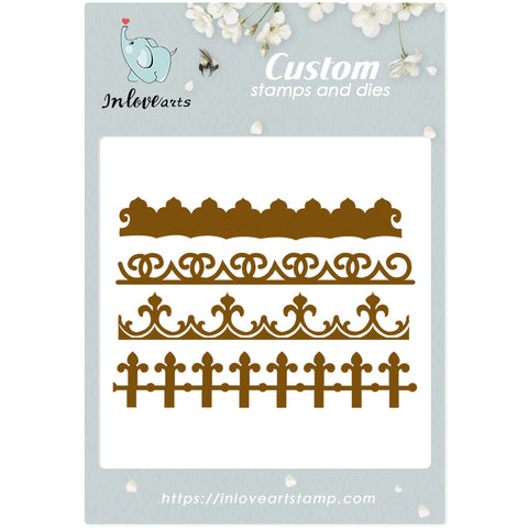 Inlovearts 4pcs Fence Border Cutting Dies