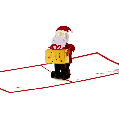 Santa Claus Holding A Gift Pop-up Card - greetingpopup