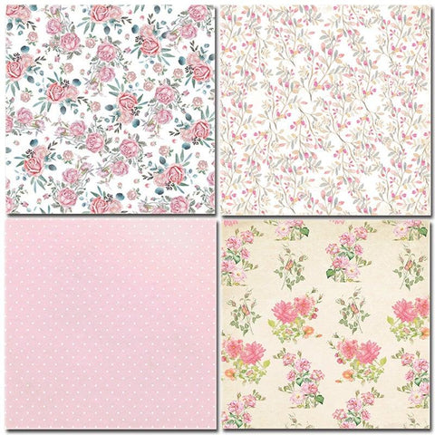 6 Inches Pink Series Beautiful Flowers Background Paper