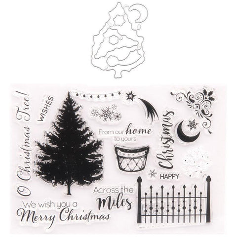 Inloveartshop Christmas Tree Theme Dies with Stamps Set