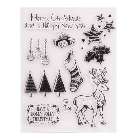 Inloveartshop Christmas Deer and Tree Christmas Theme Decor Dies with Stamps Set