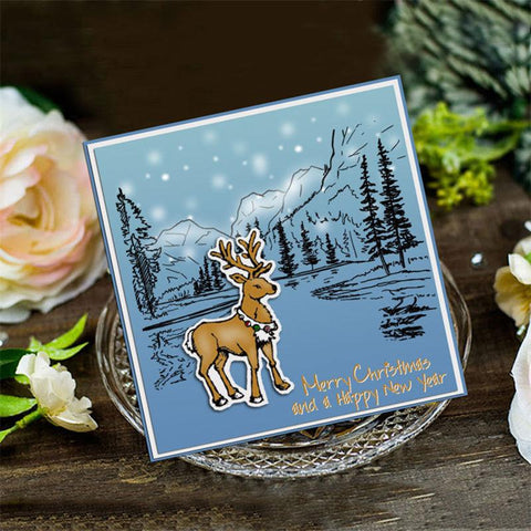 Inloveartshop Christmas Deer and Tree Christmas Theme Decor Dies with Stamps Set