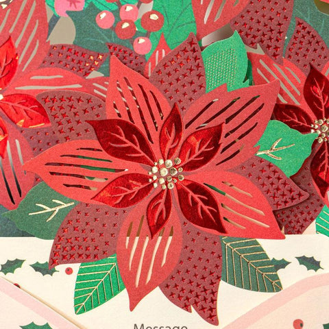 Christmas Red Flower Pop-up Card - greetingpopup