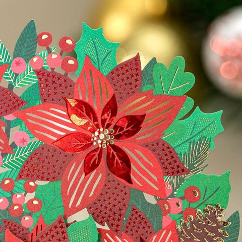 Christmas Red Flower Pop-up Card - greetingpopup