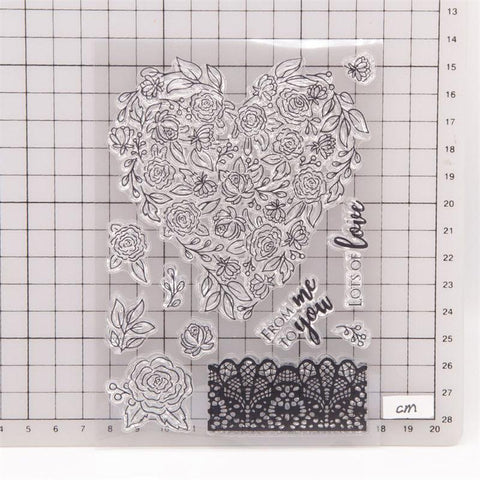Inloveartshop Love Theme Floral Heart Dies with Stamps Set