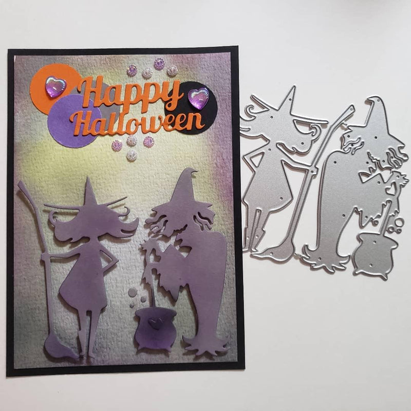 Inloveart Little Fairy and Old Witch Halloween Theme Metal Cutting Dies
