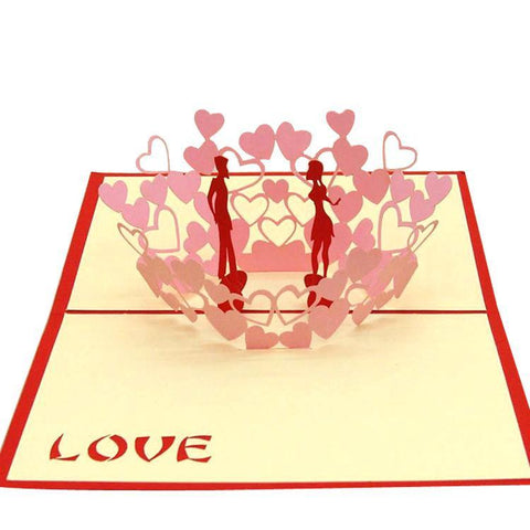Inloveartshop 3D Lovers Stereo Greeting Card Wedding Invitation-Red