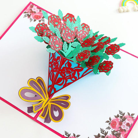 Inloveartshop Bouquet 3D Greeting Card-Roses - Inlovearts