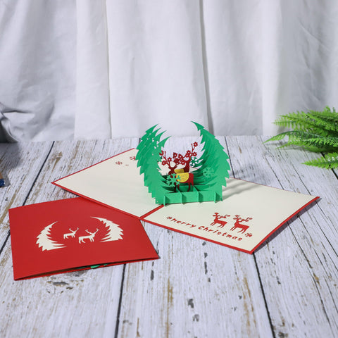 Inloveartshop Christmas Sika Deer 3d Stereo Greeting Card