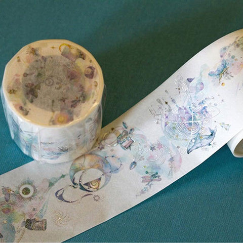Ink And Paper Tape, White Night Star River, Pocket Diary Decoration Material, Watercolor Paper Tape