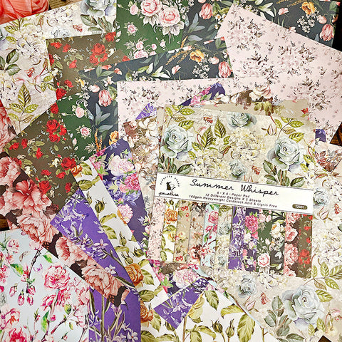 Inlovearts 24PCS  6" Full Flowers DIY Scrapbook & Cardstock Paper