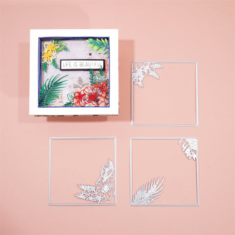 Inlovearts 3pcs Spring Plants Frame Cutting Dies
