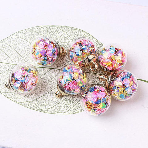 Inloveartshop 5Pcs 16mm Glitter Sequined Star Glass Ball Five-pointed Star Ball Pendant Decorations