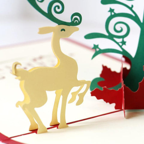 Inloveartshop Fawn Christmas Tree Pop Up Cards