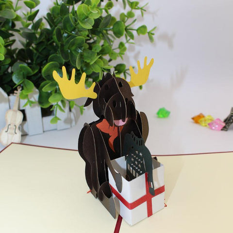 Inloveartshop Christmas Moose Origami 3D Greeting Card