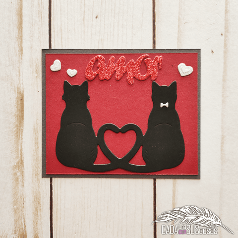Inloveartshop Heart-to-heart Cat Couple Border Cutting Dies