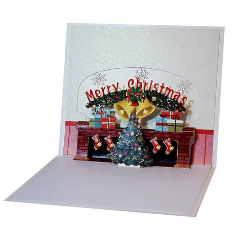 Merry Christmas Fireplace Pop-up Card - greetingpopup