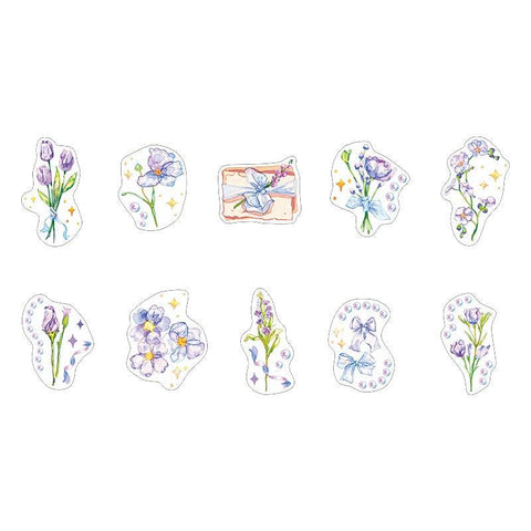 (4 Types) Path Forked Garden Series Flower Journal Material Sticker
