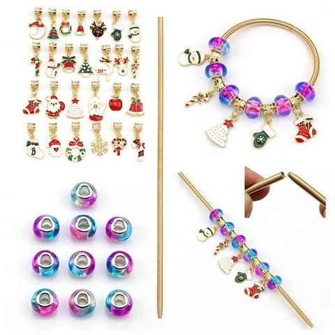 Inloveartshop 26pcs Christmas Dripping Oil Bracelet Pendant Drip Alloy Pendant Decorations DIY Accessories