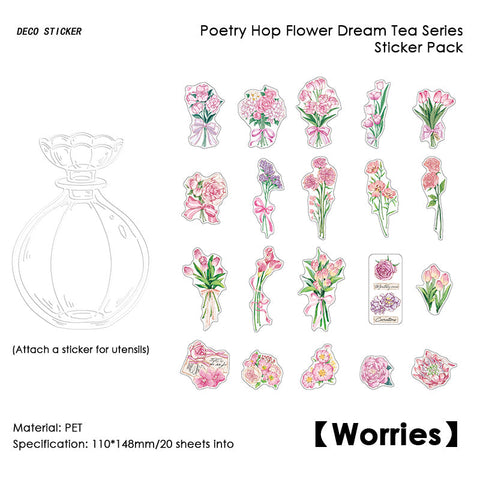 Flower Dream Hand Account Material Stickers (20pcs)
