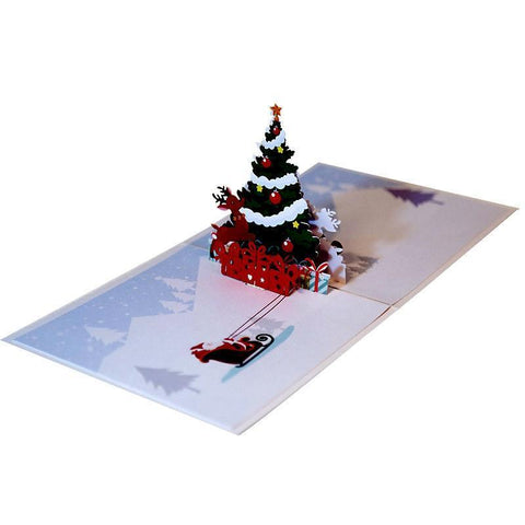 Deer And Christmas Tree Pop-up Card - greetingpopup