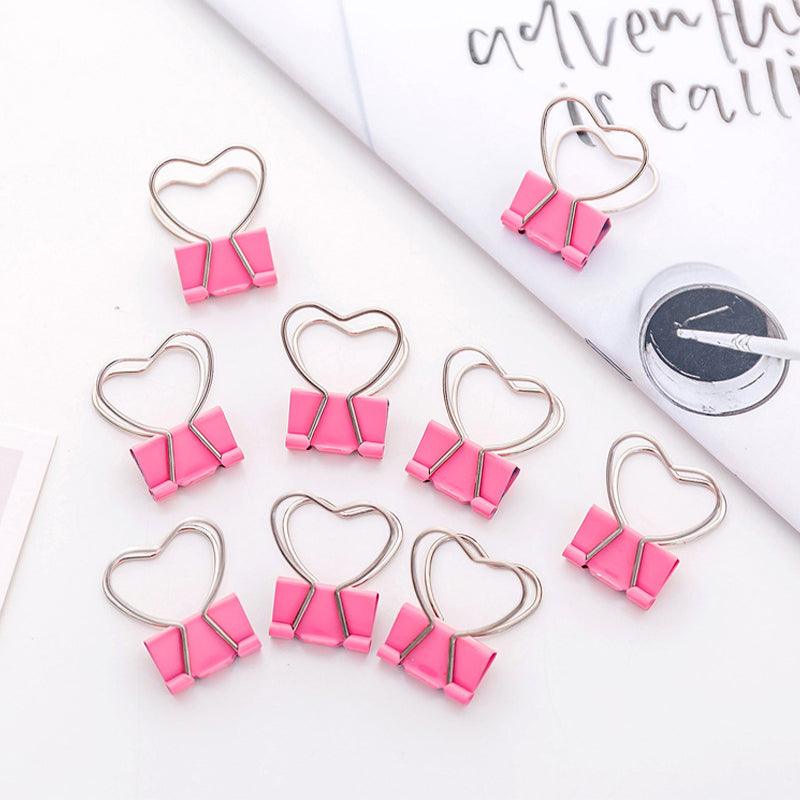Inlovearts Pink Love Heart Mini Long Tail Clip