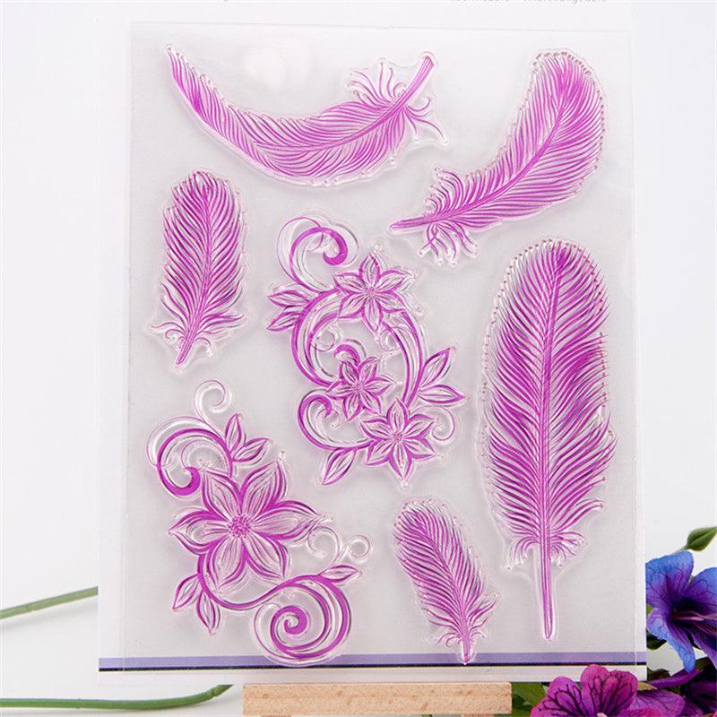 Inloveartshop Hand Account Transparent Seal Feather and Flowers Stamps