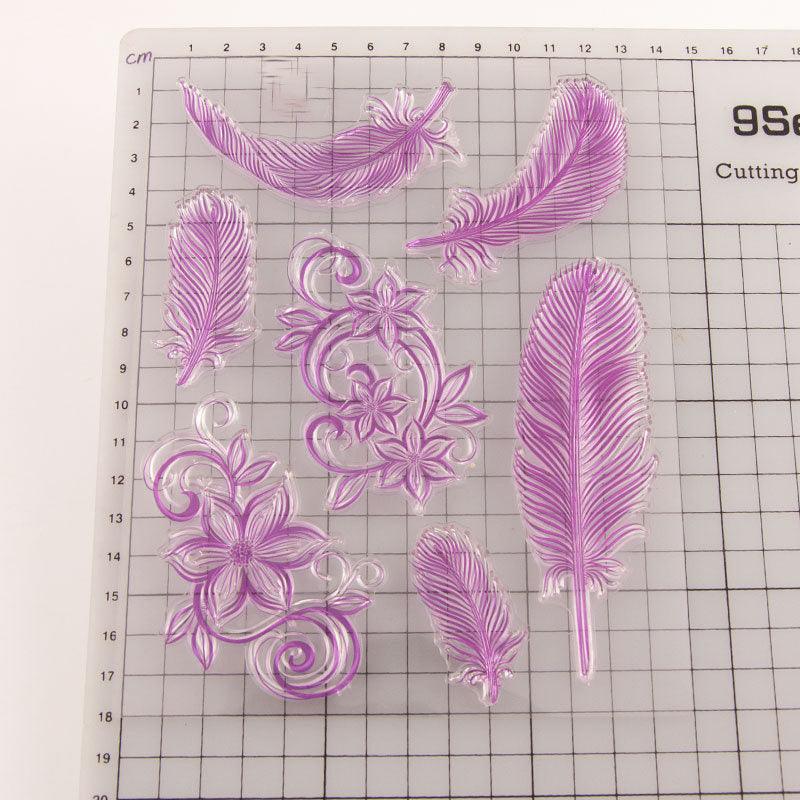 Inloveartshop Hand Account Transparent Seal Feather and Flowers Stamps