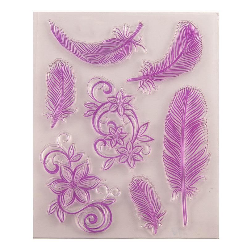 Inloveartshop Hand Account Transparent Seal Feather and Flowers Stamps