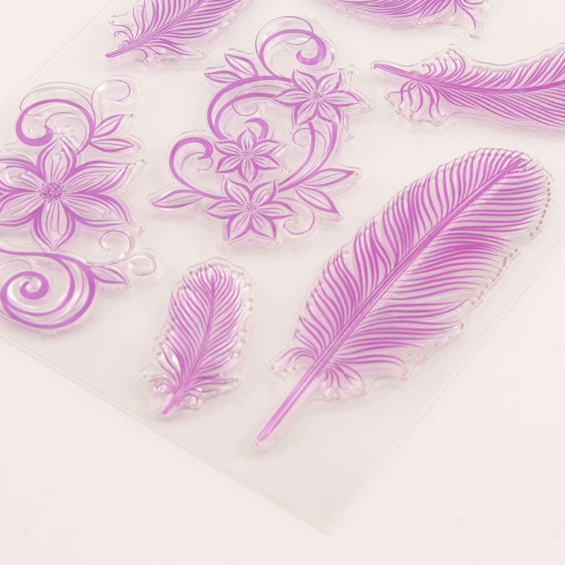 Inloveartshop Hand Account Transparent Seal Feather and Flowers Stamps