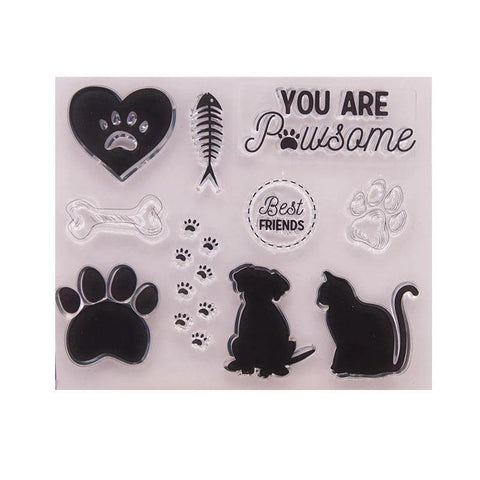 Inloveartshop Cat，Dog And Words Stamps