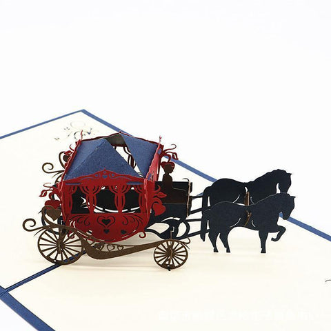 (2 Colors) Retro Carriage 3D Greeting card - Inlovecards