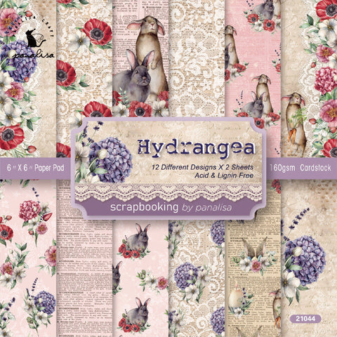 Inlovearts 24PCS 6" Bunny Hydrengea Scrapbook & Cardstock Paper
