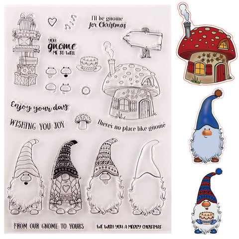 Inlovearts Christmas Gnomes and Mushroom House Dies with Stamps Set