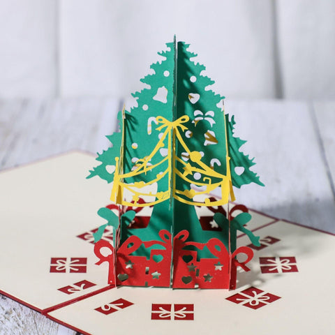 Christmas  3D Greeting Card-Red Christmas Tree