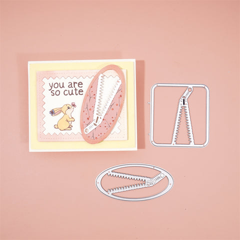 Zipper Square & Oval Background Dies